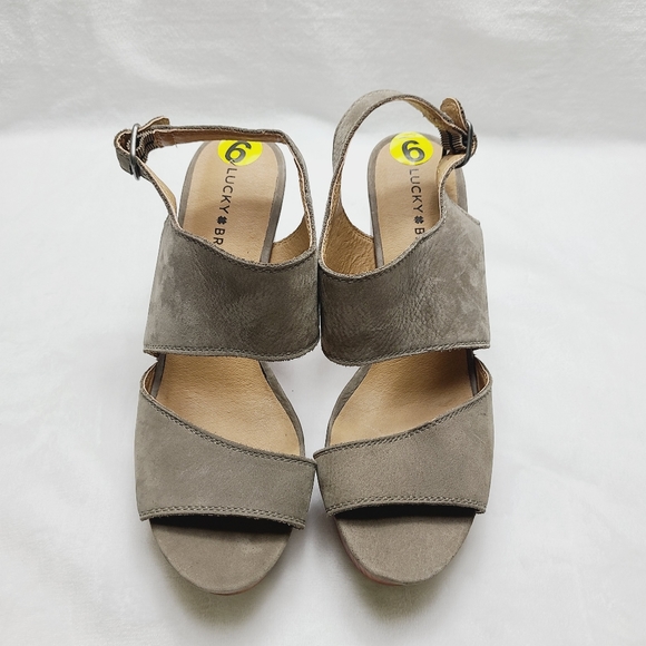 NEW LUCKY BRAND lattela wedge slingback leather sandals - Picture 2 of 6